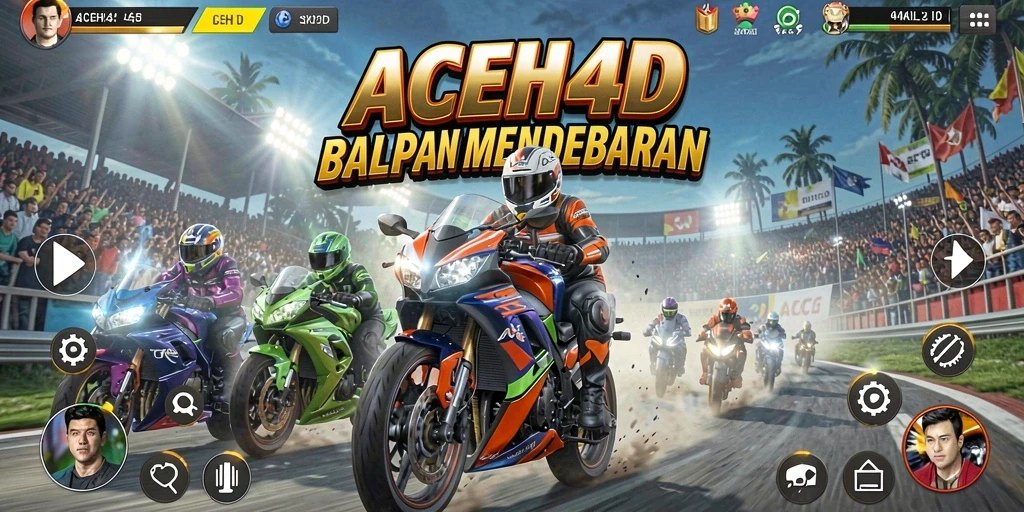 Tampilan gameplay balapan motor yang menarik dan seru.