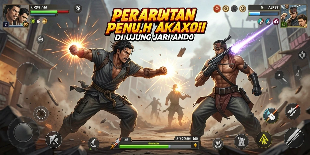 Screenshot gameplay AJR88 menampilkan pertarungan mendebarkan antar karakter.