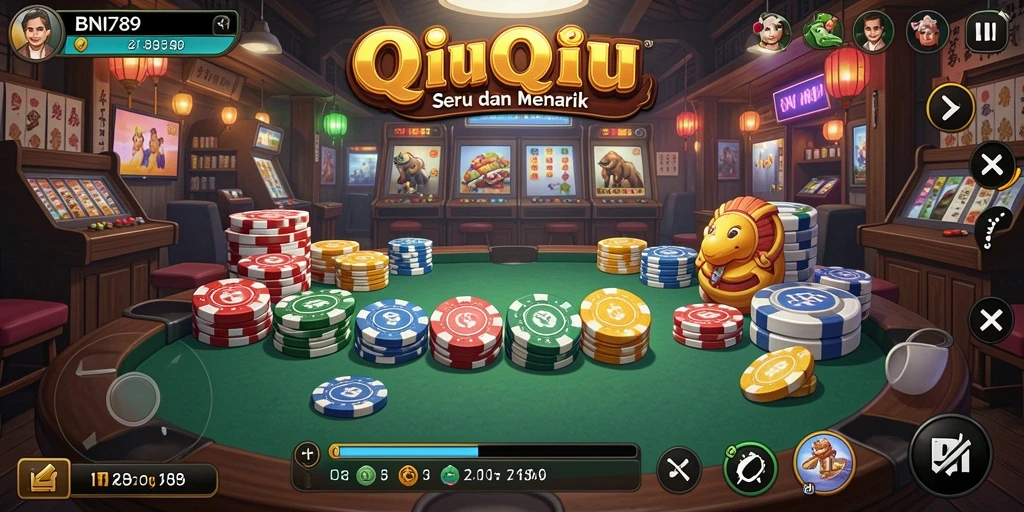 Screenshot gameplay BNI789 menampilkan aksi seru QiuQiu.