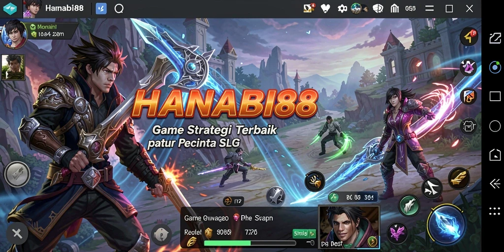 Tangkapan layar gameplay SLG HANABI88 menunjukkan strategi pertempuran yang seru.