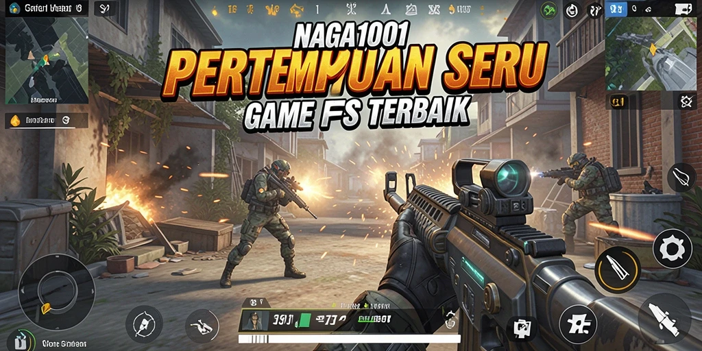 Tampilan seru gameplay NAGA1001 di medan perang FPS.