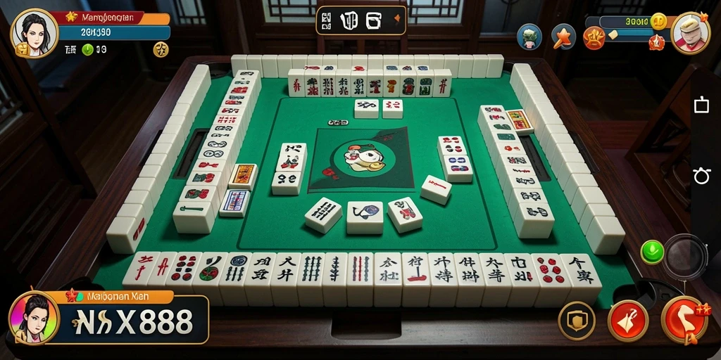 Screenshot NX888 menampilkan gameplay Mahjong yang menarik dan penuh warna.