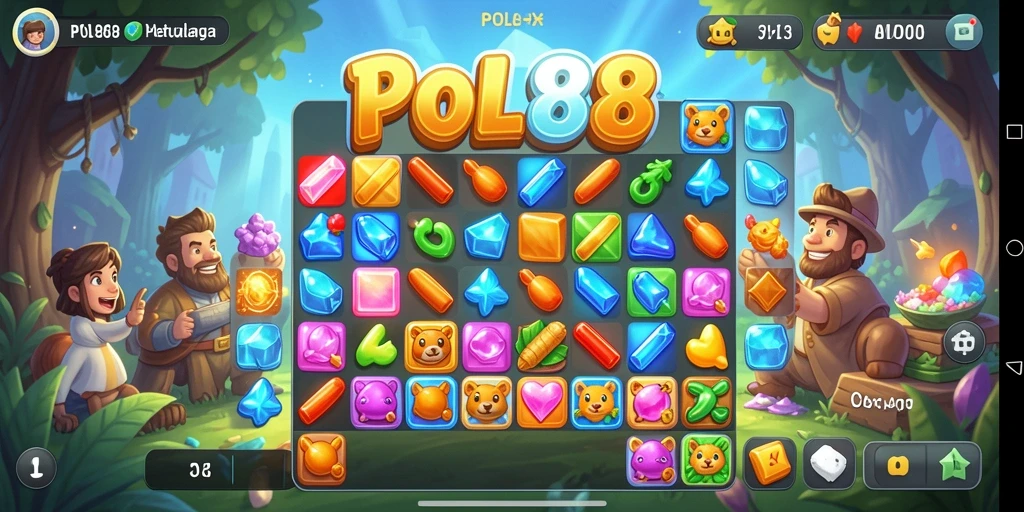 Tampilan gameplay POL88 dalam aksi Match-3 yang seru.