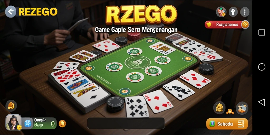 Tampilan gameplay seru REZEGO yang penuh strategi bermain Gaple.