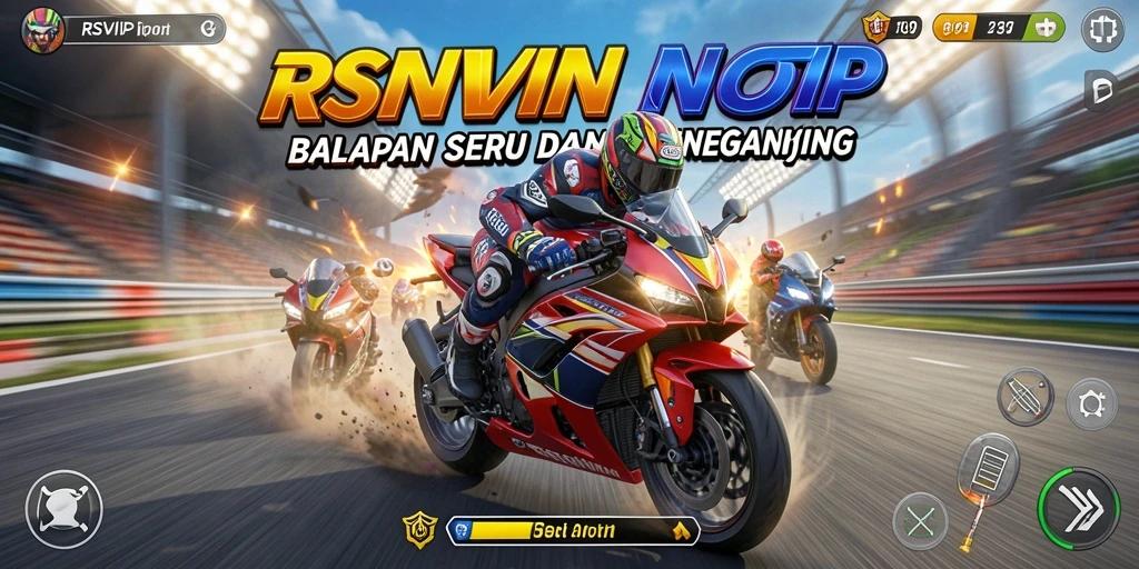 Tampilan gameplay balapan motor yang mendebarkan di RSNVIP.