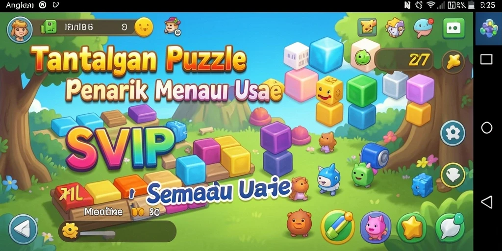 Tampilan gameplay SVIP6 dengan teka-teki menarik dan grafis cerah.
