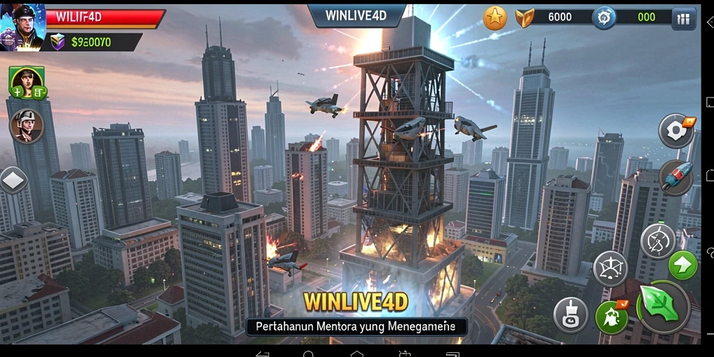 Tampilan gameplay seru dari WINLIVE4D dalam pertahanan menara yang strategis.